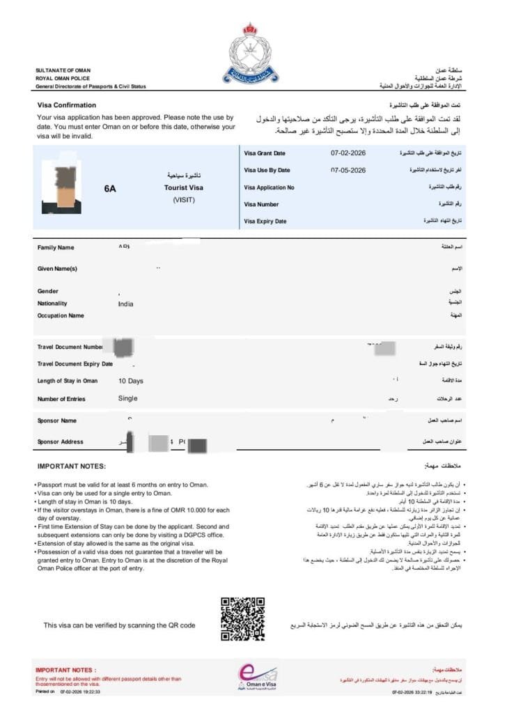 Oman Visa for Indians